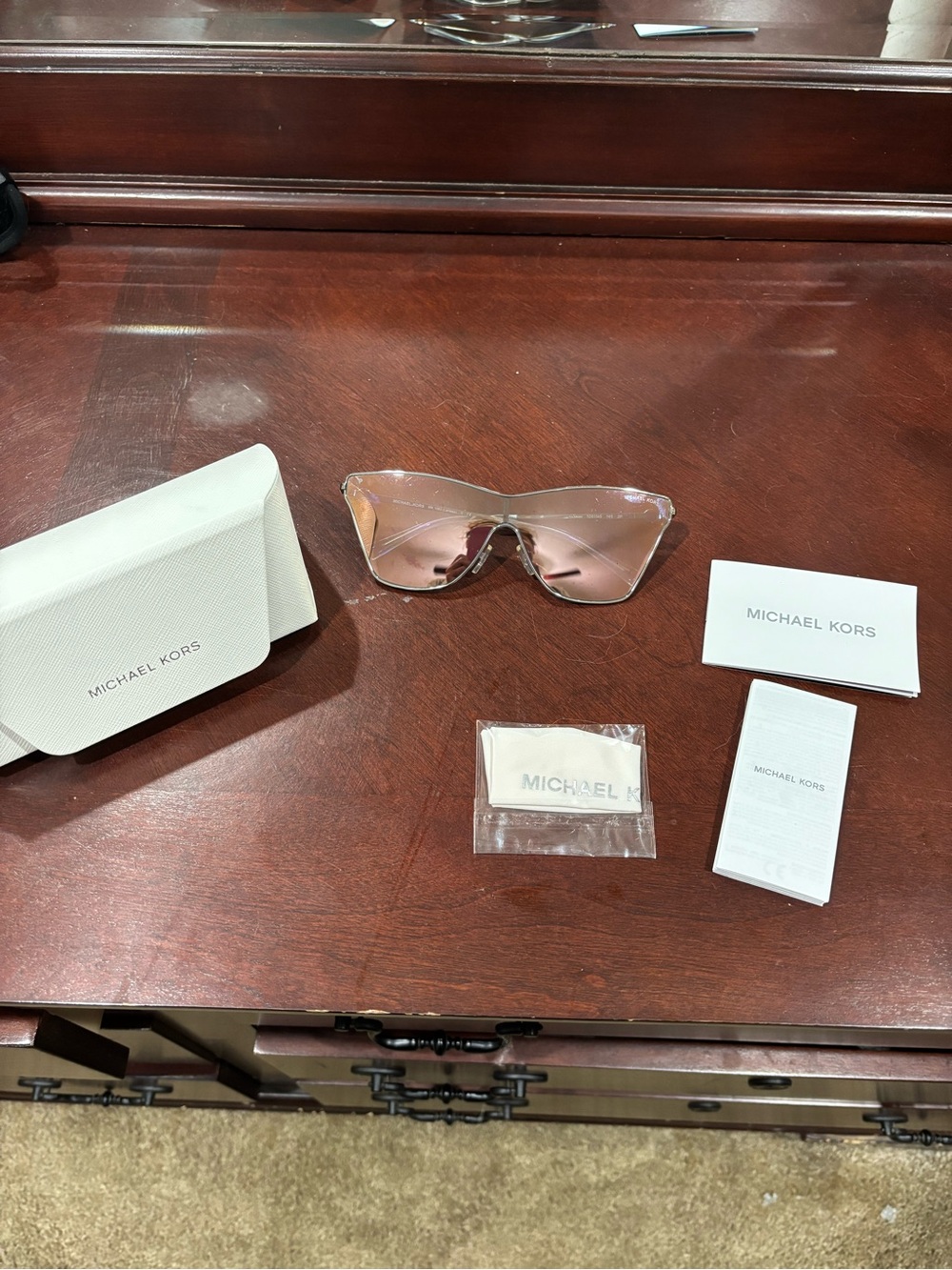 Michael Kors Women's Pink Gradient Rimless Shield Sunglasses